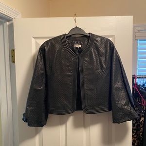 Cache Lambskin Leather Laser Cut Bolero Jacket